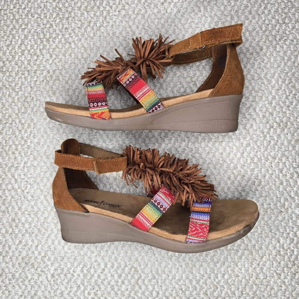 Minnetonka Desi Brown Sandals with Colorful Accents 8